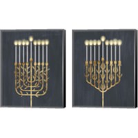 Framed 'Golden Hanukkah 2 Piece Canvas Print Set' border=