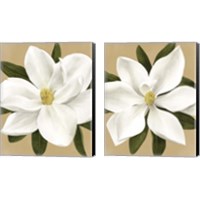Framed 'Magnolia on Gold 2 Piece Canvas Print Set' border=
