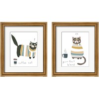 Framed 'Coffee Cats 2 Piece Framed Art Print Set' border=