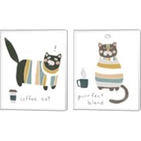 Framed Coffee Cats 2 Piece Canvas Print Set