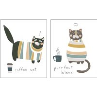 Framed 'Coffee Cats 2 Piece Art Print Set' border=