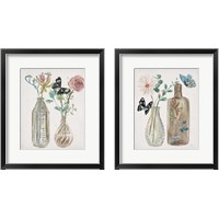 Framed 'Butterflies & Flowers 2 Piece Framed Art Print Set' border=