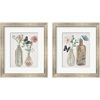 Framed 'Butterflies & Flowers 2 Piece Framed Art Print Set' border=