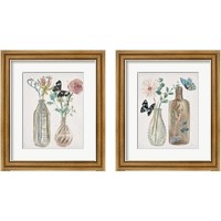 Framed 'Butterflies & Flowers 2 Piece Framed Art Print Set' border=