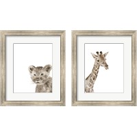 Framed 'Safari Animal Portraits 2 Piece Framed Art Print Set' border=