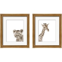 Framed 'Safari Animal Portraits 2 Piece Framed Art Print Set' border=