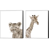 Framed 'Safari Animal Portraits 2 Piece Canvas Print Set' border=