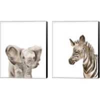 Framed Safari Animal Portraits 2 Piece Canvas Print Set