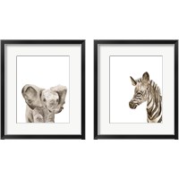 Framed Safari Animal Portraits 2 Piece Framed Art Print Set