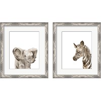 Framed 'Safari Animal Portraits 2 Piece Framed Art Print Set' border=