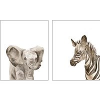 Framed 'Safari Animal Portraits 2 Piece Art Print Set' border=