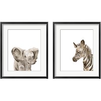 Framed Safari Animal Portraits 2 Piece Framed Art Print Set