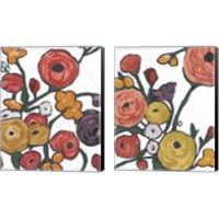 Framed 'Stretching Blooms 2 Piece Canvas Print Set' border=