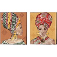 Framed 'African Flair Warm 2 Piece Canvas Print Set' border=