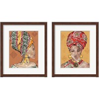 Framed 'African Flair Warm 2 Piece Framed Art Print Set' border=