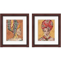 Framed 'African Flair Warm 2 Piece Framed Art Print Set' border=