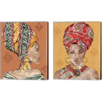 Framed 'African Flair Warm 2 Piece Canvas Print Set' border=