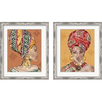 Framed 'African Flair Warm 2 Piece Framed Art Print Set' border=
