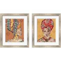 Framed 'African Flair Warm 2 Piece Framed Art Print Set' border=