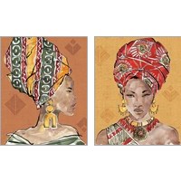Framed 'African Flair Warm 2 Piece Art Print Set' border=