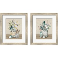 Framed 'Cotton Bouquet 2 Piece Framed Art Print Set' border=