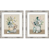 Framed 'Cotton Bouquet 2 Piece Framed Art Print Set' border=