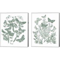 Framed 'Butterfly Bouquet Sage 2 Piece Canvas Print Set' border=