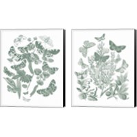 Framed 'Butterfly Bouquet Sage 2 Piece Canvas Print Set' border=