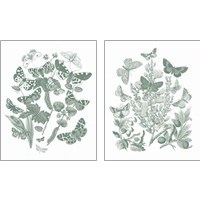 Framed Butterfly Bouquet Sage 2 Piece Art Print Set