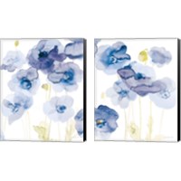 Framed Delicate Poppies Blue 2 Piece Canvas Print Set