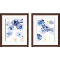 Framed 'Delicate Poppies Blue 2 Piece Framed Art Print Set' border=