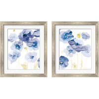 Framed 'Delicate Poppies Blue 2 Piece Framed Art Print Set' border=