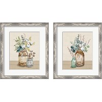 Framed 'Cotton Bouquet Cream 2 Piece Framed Art Print Set' border=