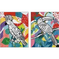 Framed 'Jungle Birds 2 Piece Art Print Set' border=