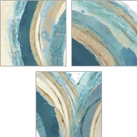Framed 'Making Blue Waves 3 Piece Art Print Set' border=