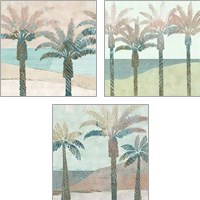 Framed 'Retro Palms 3 Piece Art Print Set' border=