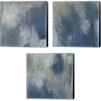 Framed 'Azure Blend  3 Piece Canvas Print Set' border=