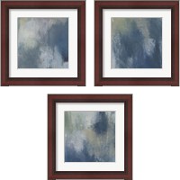 Framed 'Azure Blend  3 Piece Framed Art Print Set' border=