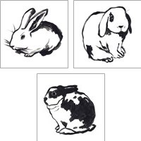 Framed Winter Rabbit 3 Piece Art Print Set