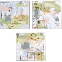 Framed 'Hopscotch Doodles 3 Piece Canvas Print Set' border=