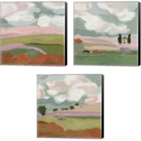 Framed Violet Fields 3 Piece Canvas Print Set