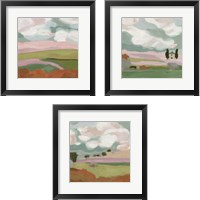 Framed 'Violet Fields 3 Piece Framed Art Print Set' border=