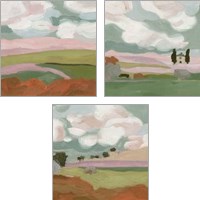 Framed 'Violet Fields 3 Piece Art Print Set' border=