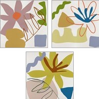 Framed 'Flower Petals 3 Piece Art Print Set' border=