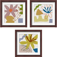 Framed 'Flower Petals 3 Piece Framed Art Print Set' border=
