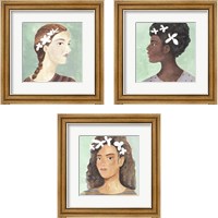 Framed 'Folk Art Portrait 3 Piece Framed Art Print Set' border=