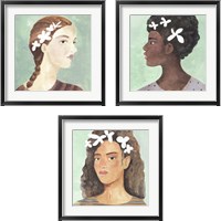 Framed 'Folk Art Portrait 3 Piece Framed Art Print Set' border=