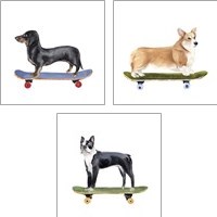 Framed Pups on Wheels 3 Piece Art Print Set