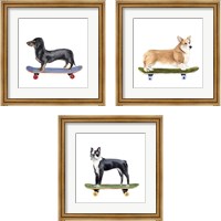 Framed Pups on Wheels 3 Piece Framed Art Print Set