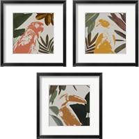 Framed 'Graphic Tropical Bird  3 Piece Framed Art Print Set' border=